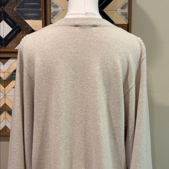 Chloe Merino Wool Cashmere Knit Eyelet Drape Sleeve Poncho Sweater Beige XS - Picture 8 of 13